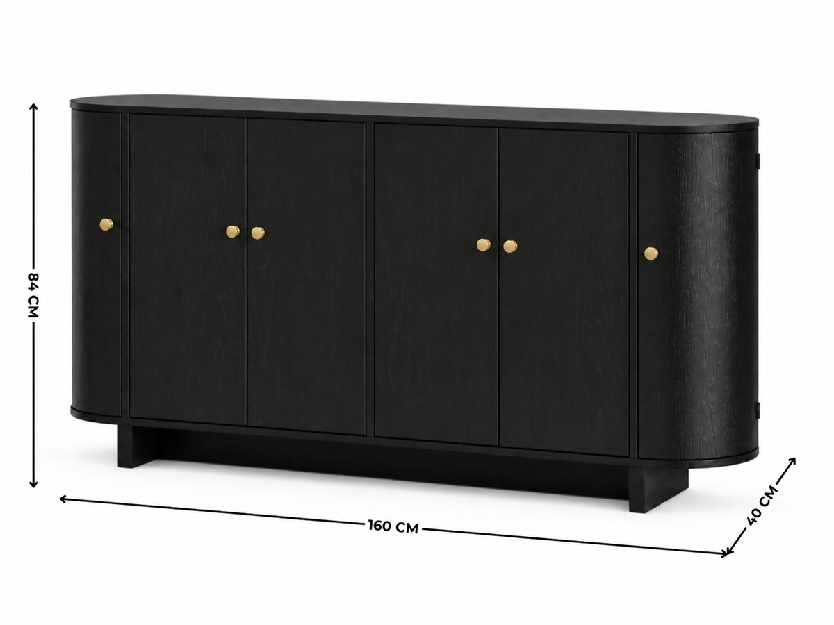 Black Buffet Cabinet - 160 cm