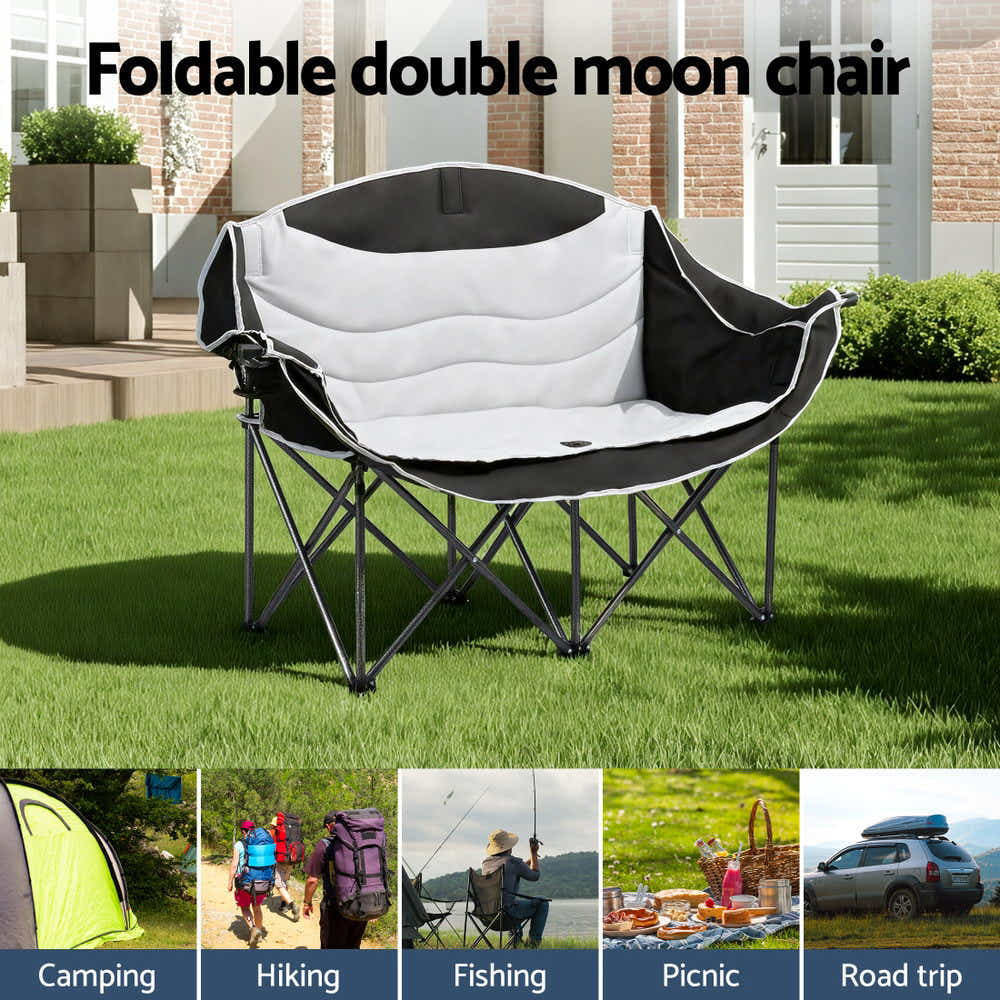 DS NA Weisshorn Camping Chair Double Folding Moon Chair Portable Seat 240KG