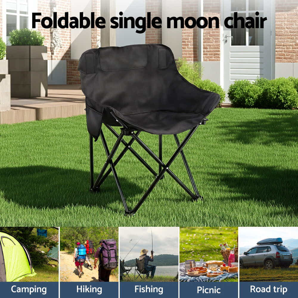 DS NA Weisshorn Folding Camping Chair Portable Seat Weight Capacity 120KG Black