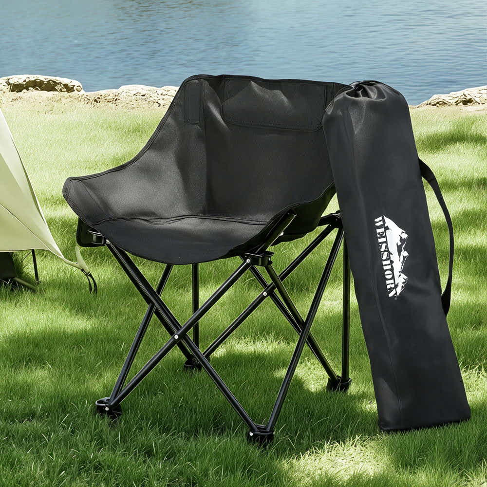 DS NA Weisshorn Folding Camping Chair Portable Seat Weight Capacity 120KG Black