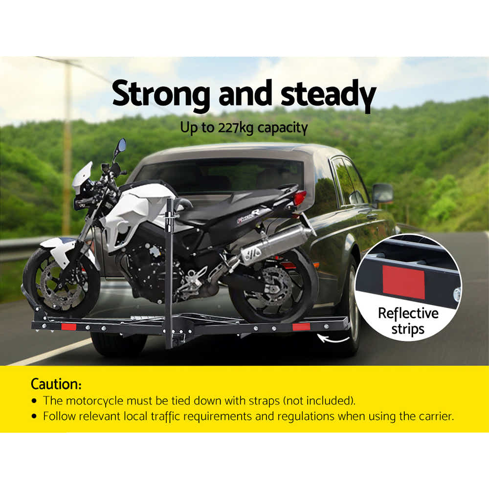 Giantz Motorcycle Motorbike Carrier Rack Ramp 2"Towbar Adjustable Height Black