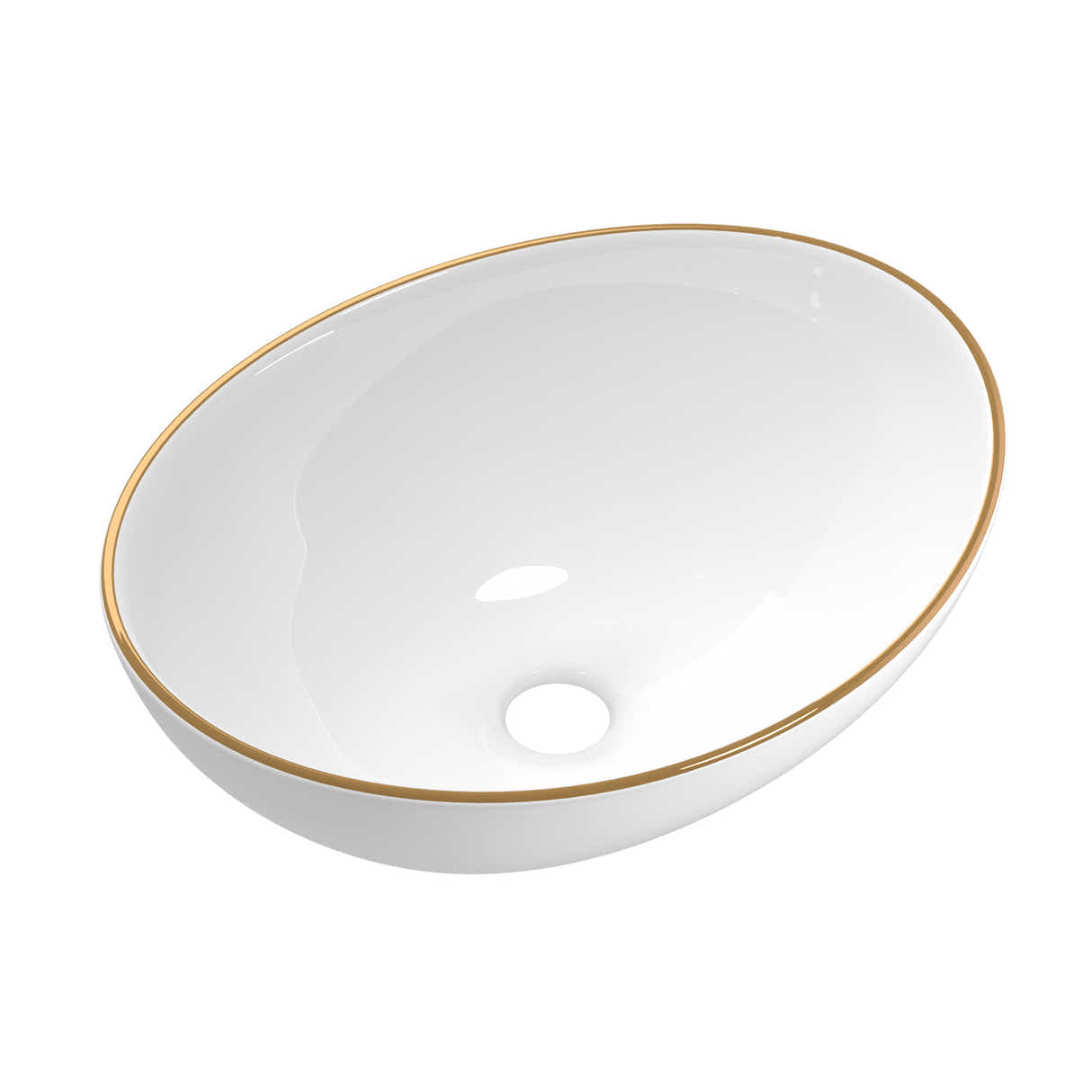 DS NA Bathroom Basin Ceramic Vanity Sink Hand Wash Bowl Gold Line 41x34cm