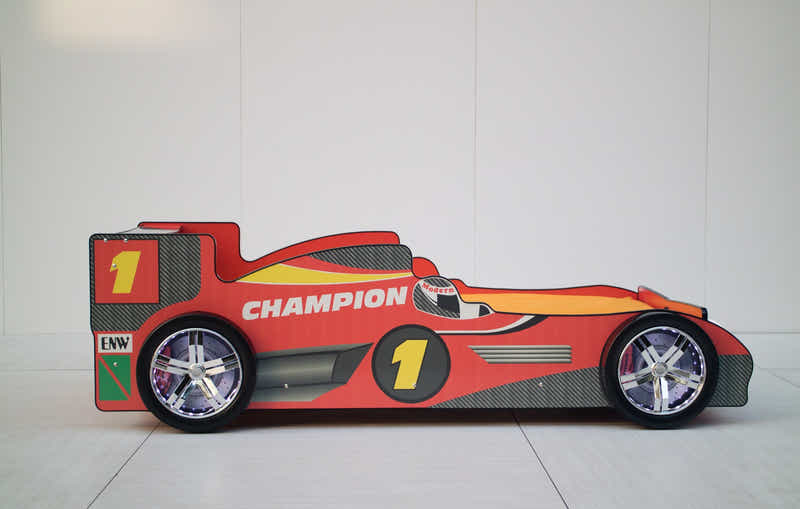 Racing Car Bed Frame with LED Lights Red - Single