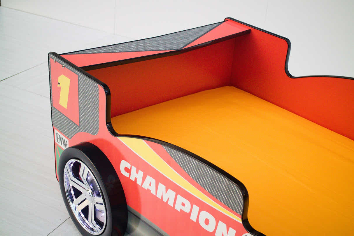 Racing Car Bed Frame with LED Lights Red - Single