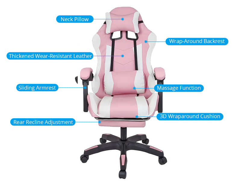 Chano Deluxe Gaming Chair PU Pink