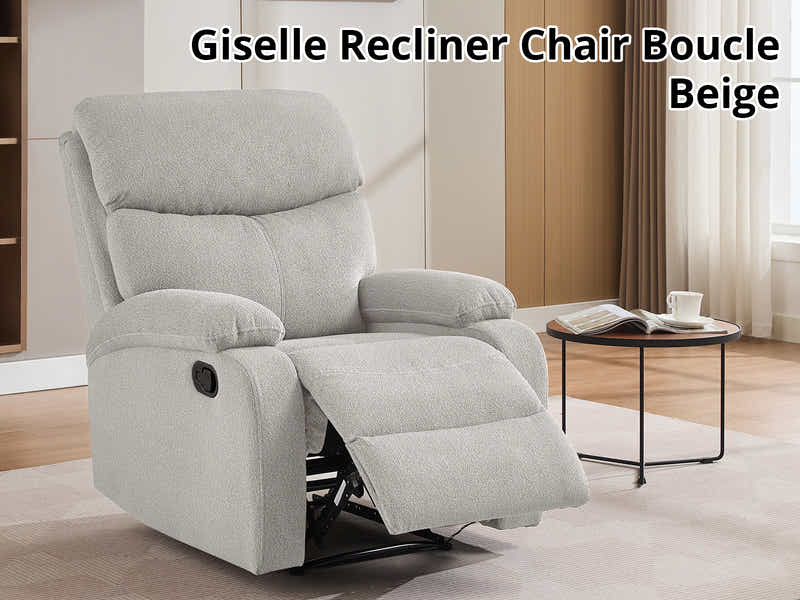 Giselle Boucle Recliner Chair - Beige