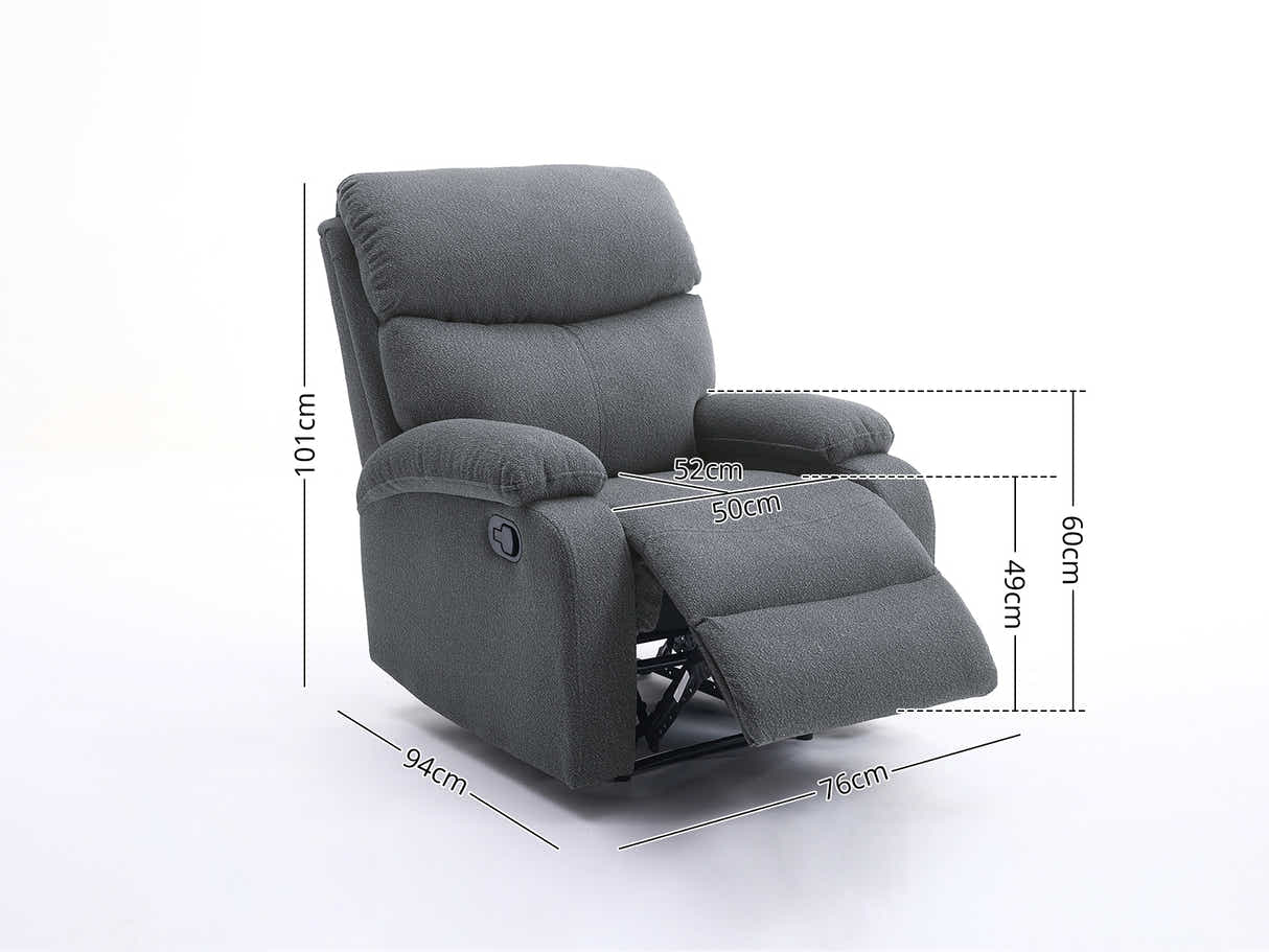 DS Giselle Boucle Recliner Chair - Dark Grey