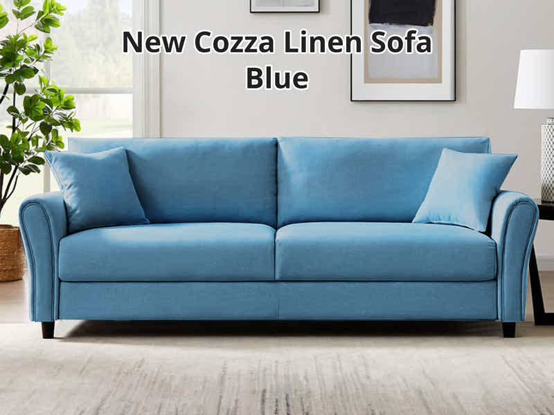 New Cozza Linen Sofa - Blue
