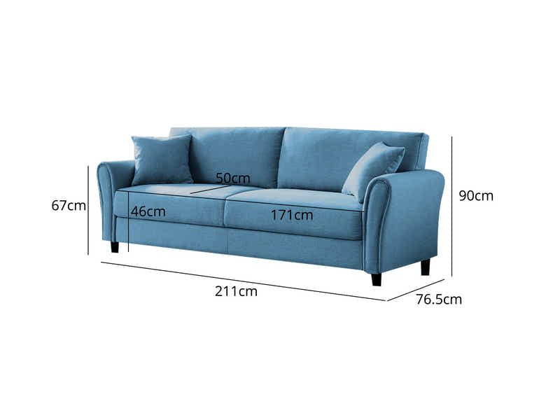 New Cozza Linen Sofa - Blue