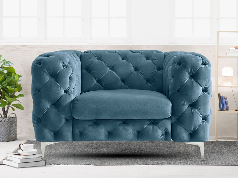 Adam Velvet Armchair - Royal Blue