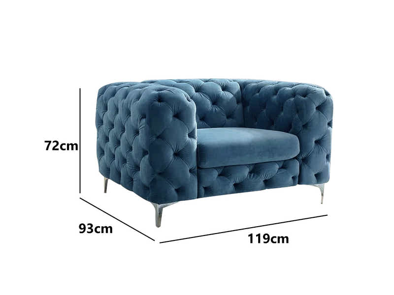 Adam Velvet Armchair - Royal Blue