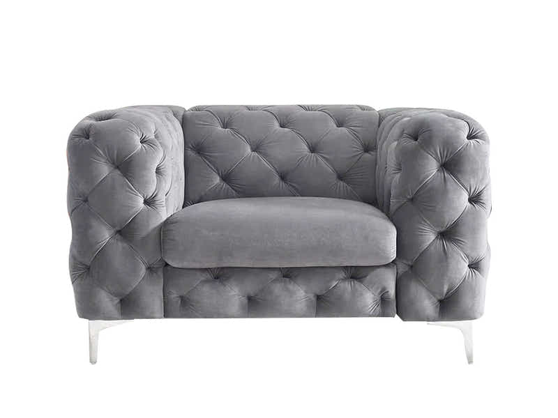 Adam Velvet Armchair - Grey