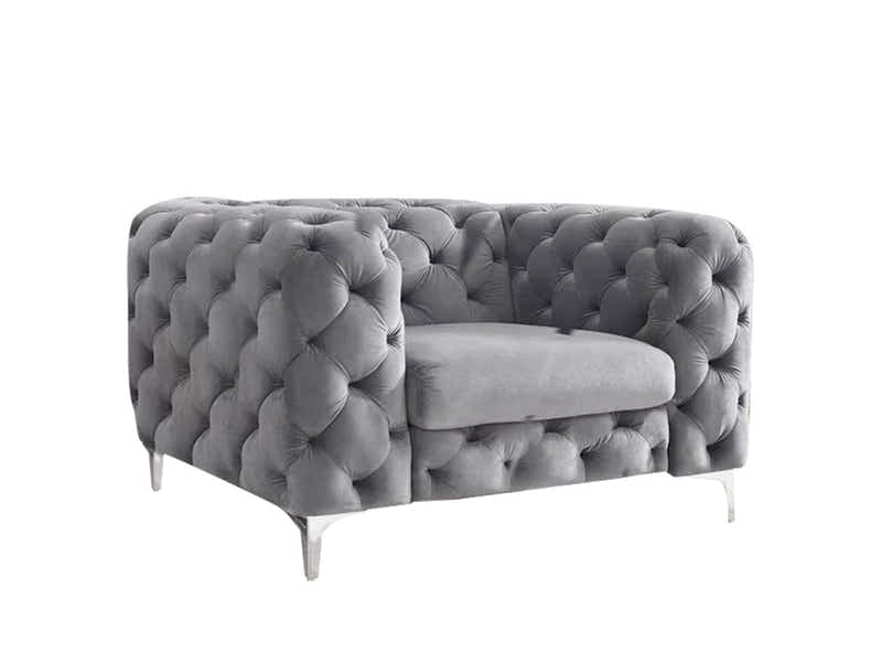Adam Velvet Armchair - Grey