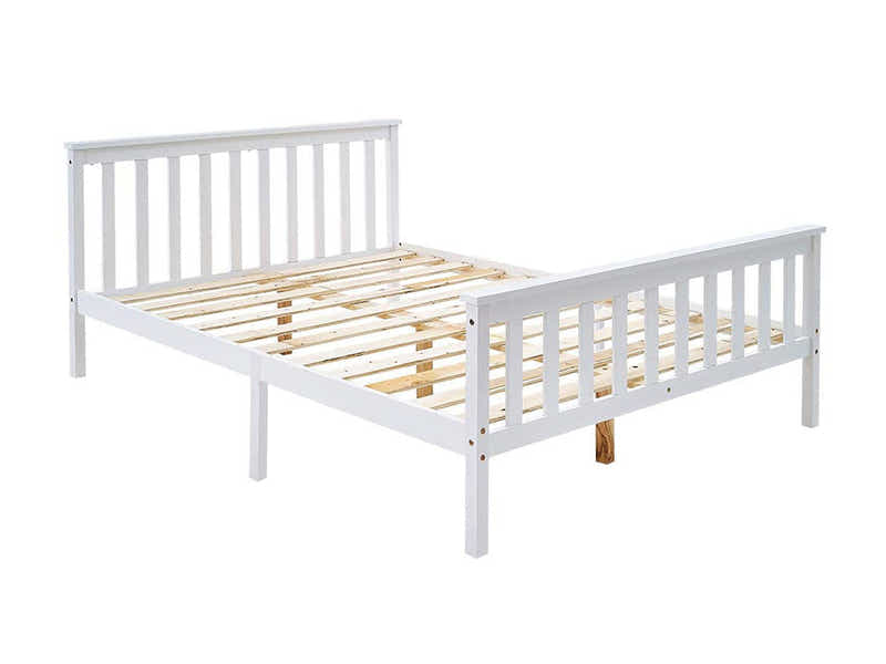 Hampshire Bed Frame White & Euro Top Mattress B34 - Queen (Combo)