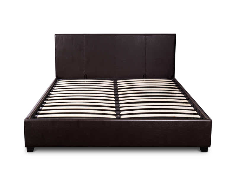 Bass Storage Bed Frame PU Dark Brown - Double