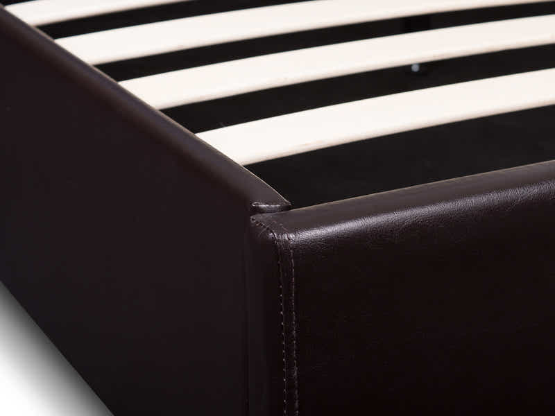 Bass Storage Bed Frame PU Dark Brown - Queen