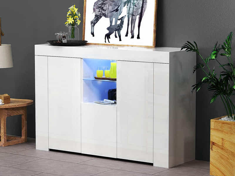 Anshos Storage Cabinet with LED Light - White