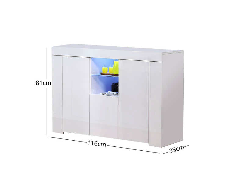 Anshos Storage Cabinet with LED Light - White