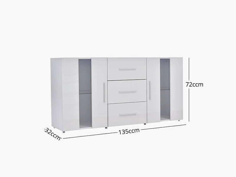 Anshos White Sideboard with LED Light - 135 cm