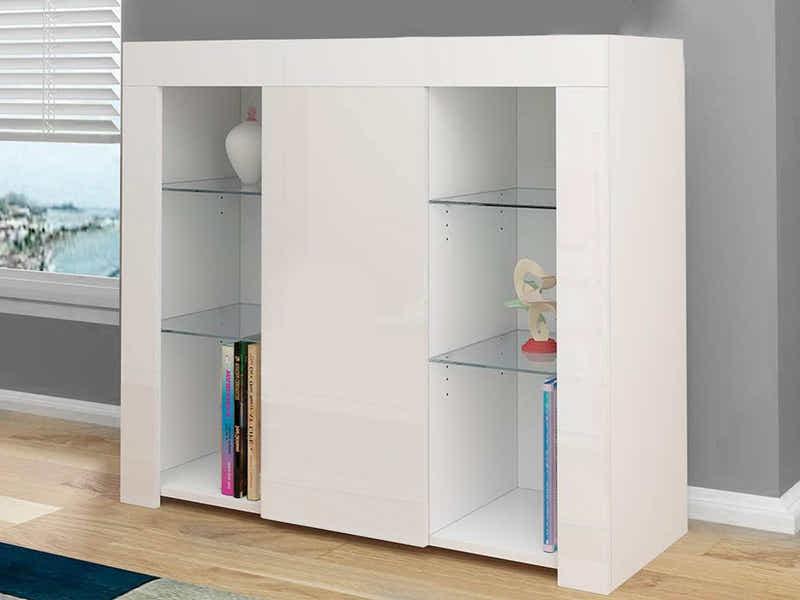 Anshos Side Cabinet with LED Light - White