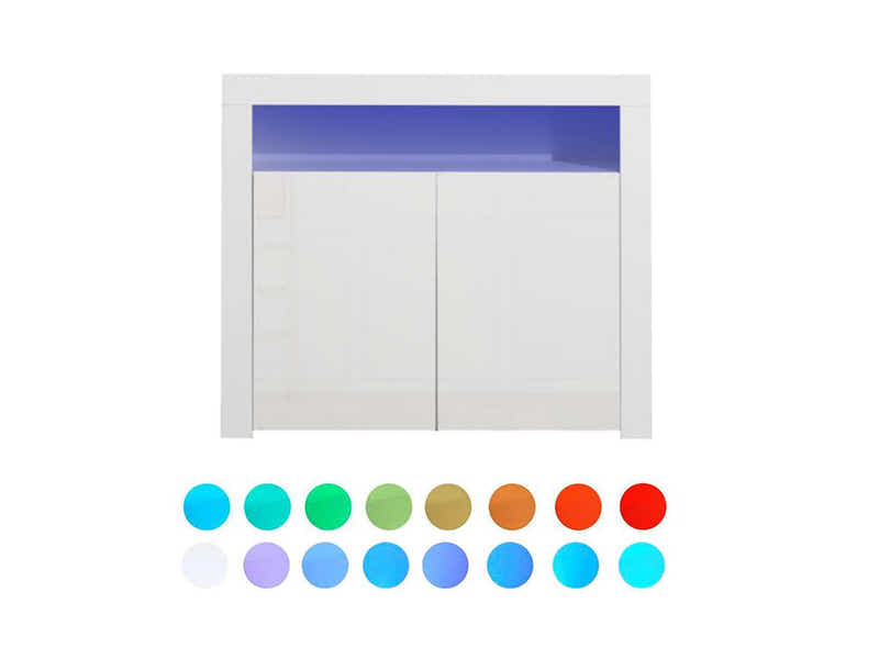 Anshos White 2-Door Buffet with LED Light - 108 cm