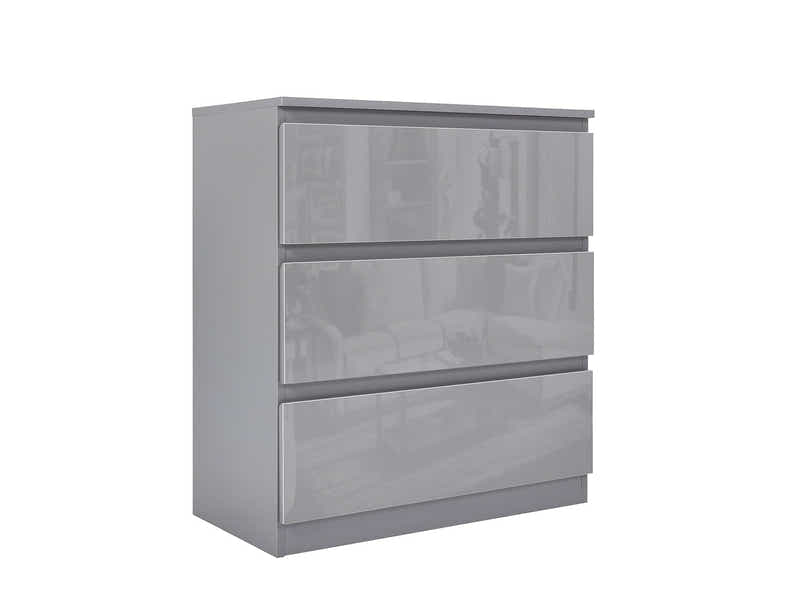 Serena 3-Drawer Chest - Glossy Grey