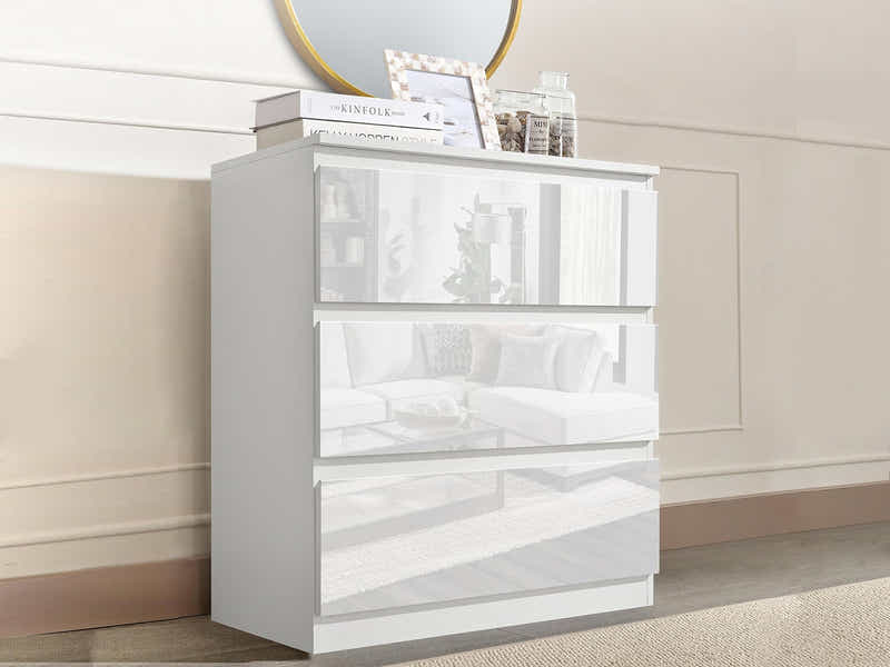 Serena 3-Drawer Chest - Glossy White