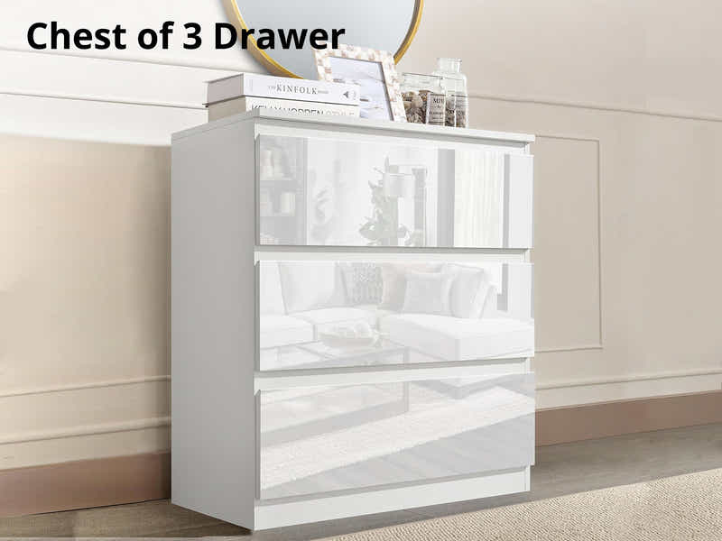 Serena 3-Drawer Chest - Glossy White