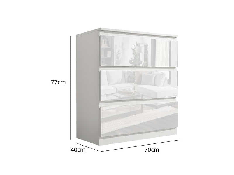 Serena 3-Drawer Chest - Glossy White