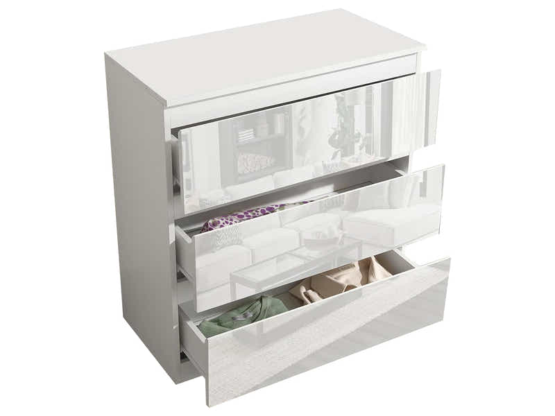 Serena 3-Drawer Chest - Glossy White