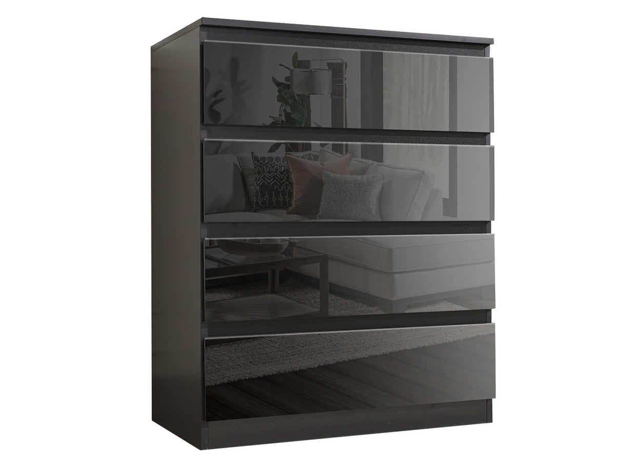 Serena 4-Drawer Chest - Glossy Black