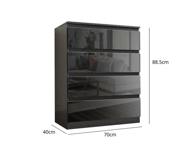 Serena 4-Drawer Chest - Glossy Black