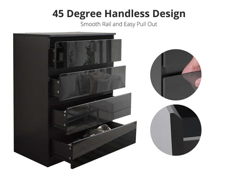 Serena 4-Drawer Chest - Glossy Black