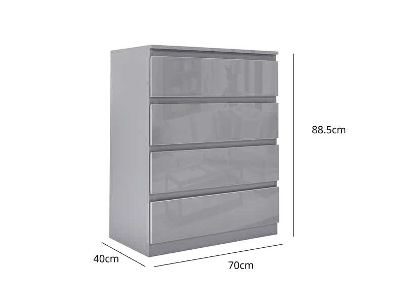 Serena 4-Drawer Chest - Glossy Grey