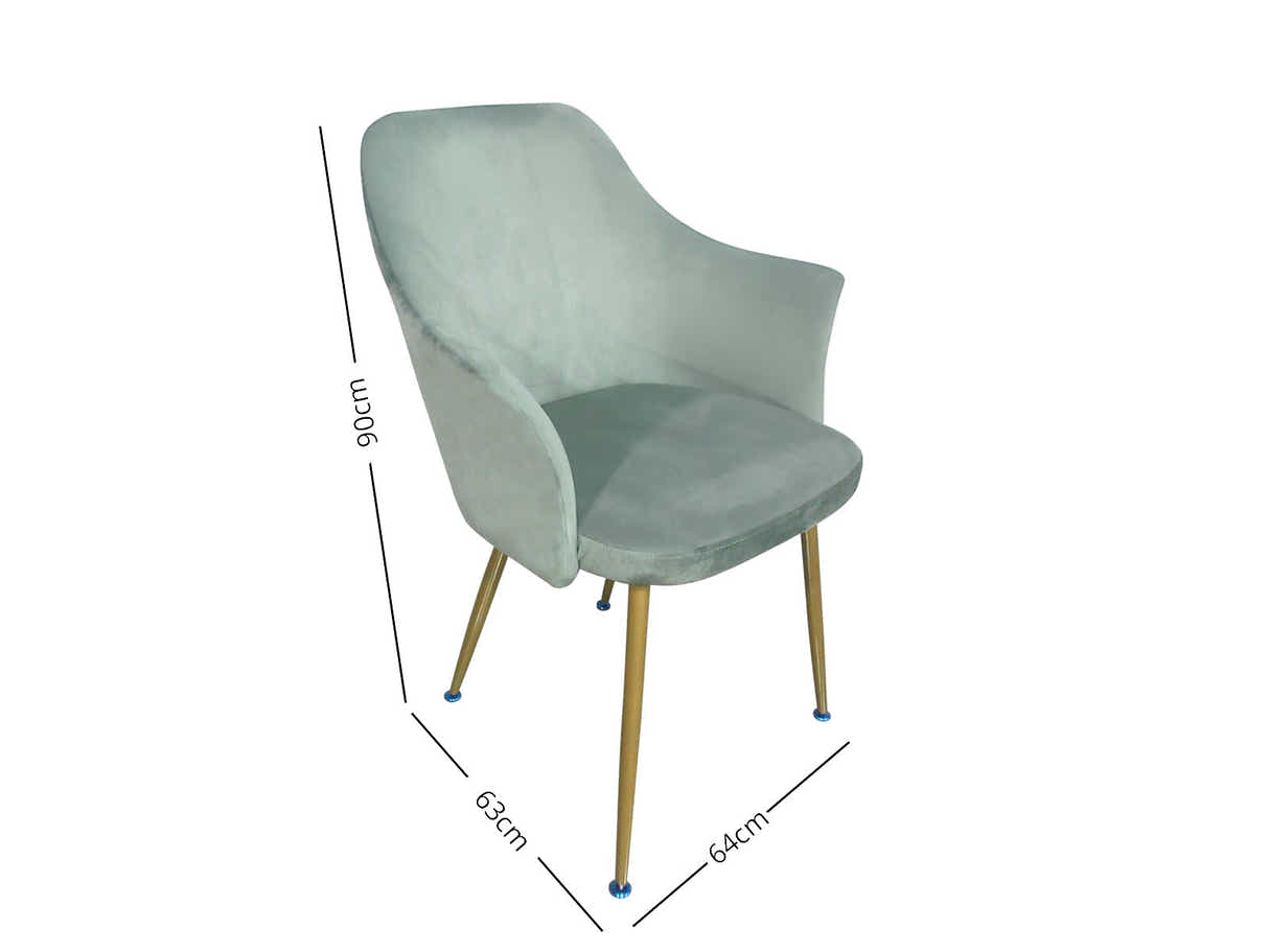 Ceilean Velvet Dining Chair Green - Set of 2