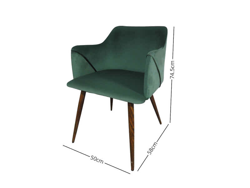 Zakeer Velvet Dining Chair Green - Set of 2