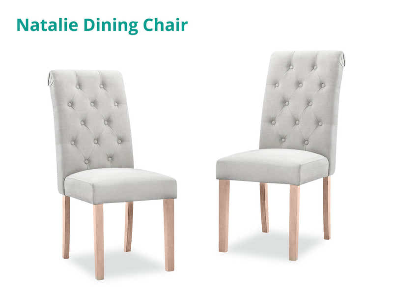Natalie Linen Dining Chair Beige - Set of 2