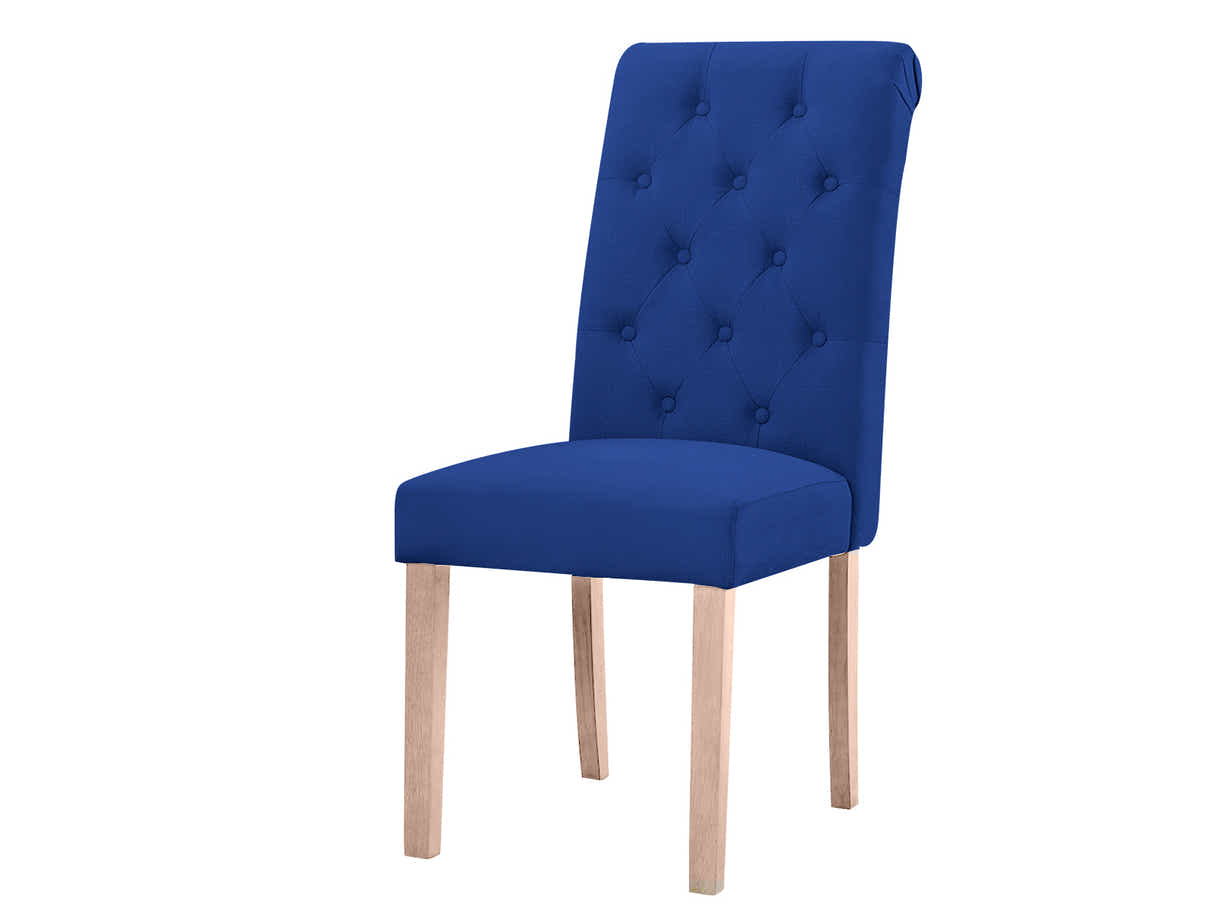 Skog Wooden Dining Table - 160 cm & Natalie Linen Dining Chair Blue x6