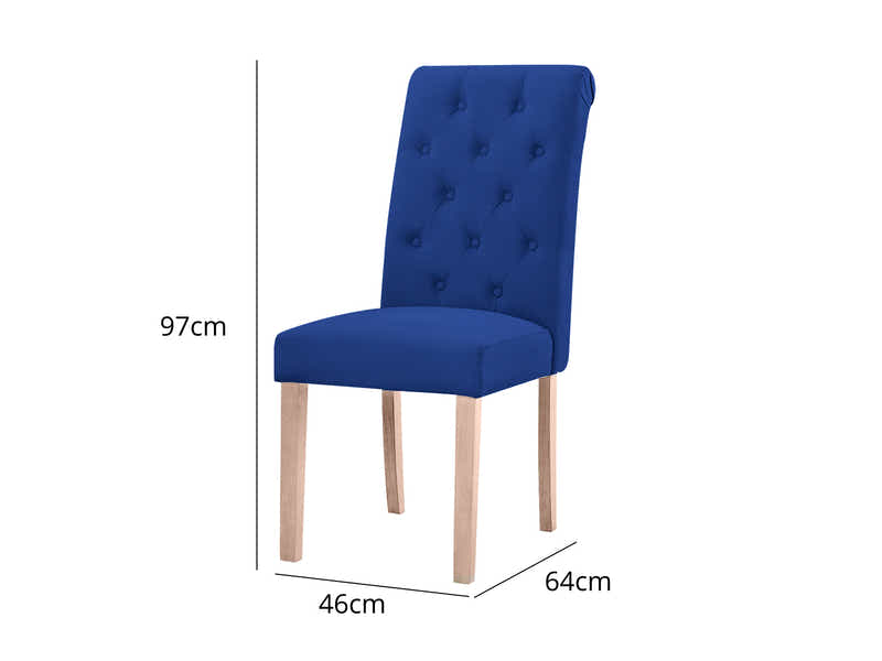 Skog Wooden Dining Table - 160 cm & Natalie Linen Dining Chair Blue x6