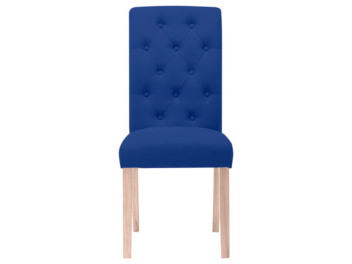 Skog Wooden Dining Table - 160 cm & Natalie Linen Dining Chair Blue x6