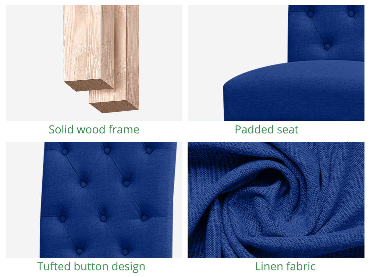 Skog Wooden Dining Table - 160 cm & Natalie Linen Dining Chair Blue x6