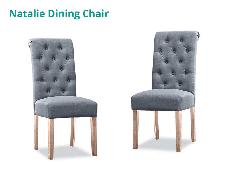 Natalie Linen Dining Chair Grey - Set of 2