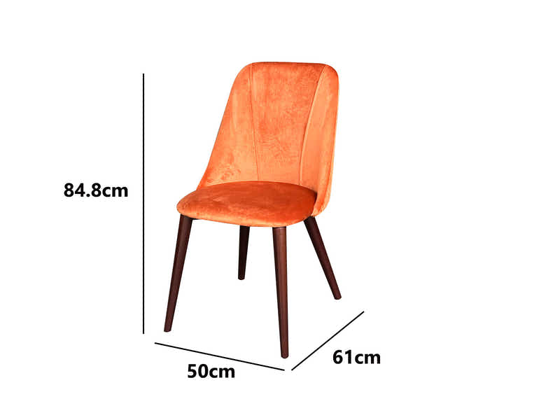 Evian Velvet Dining Chair Orange - Set of 2