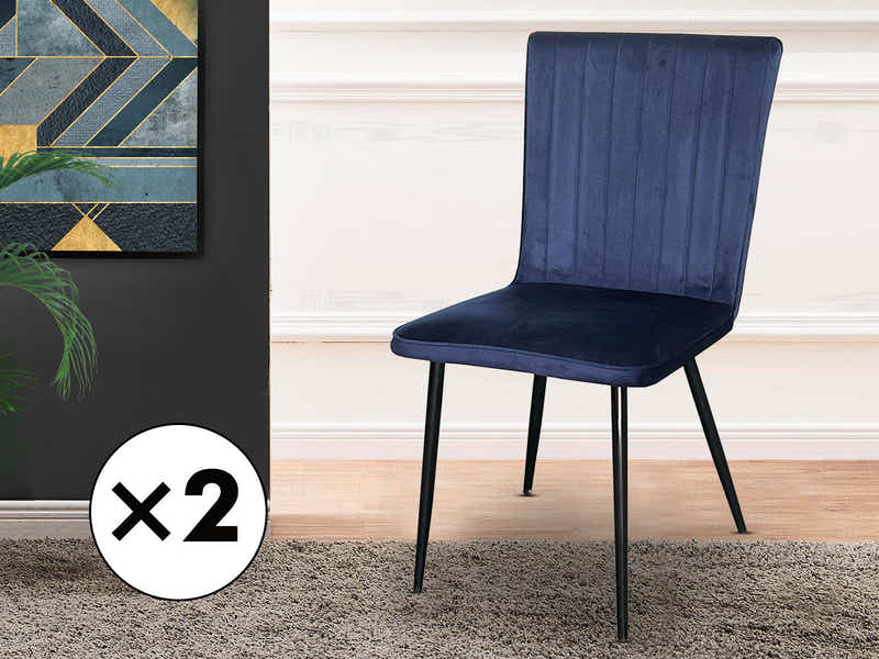 Elfrida Velvet Dining Chair Blue - Set of 2