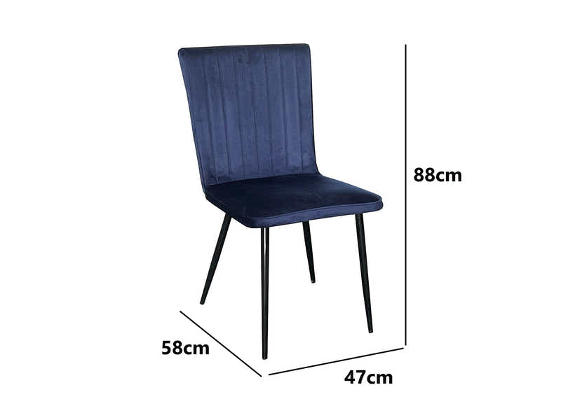 Elfrida Velvet Dining Chair Blue - Set of 2