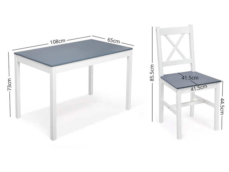 Selma 5-Piece Wooden Dining Set - White & Grey