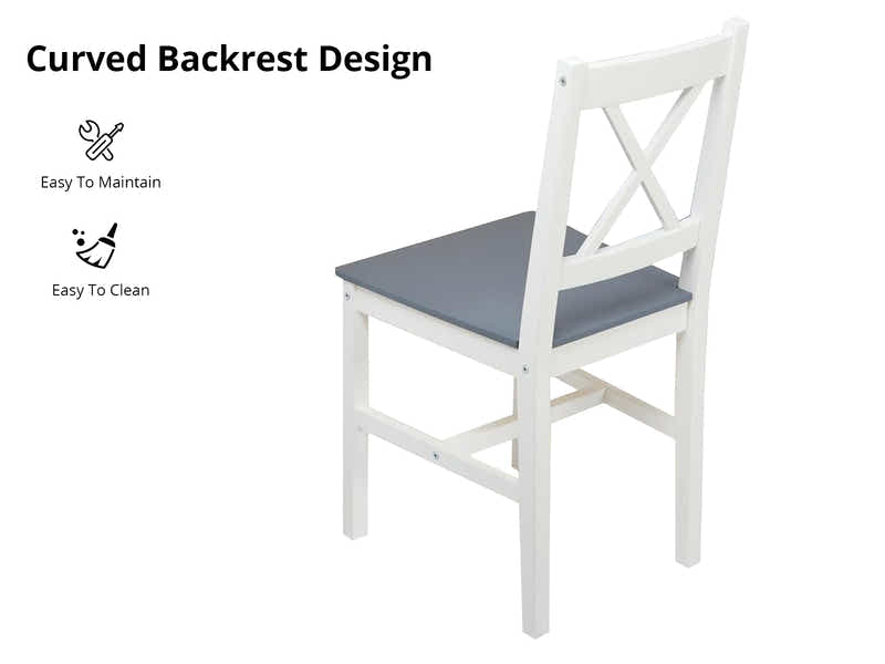 Selma 5-Piece Wooden Dining Set - White & Grey