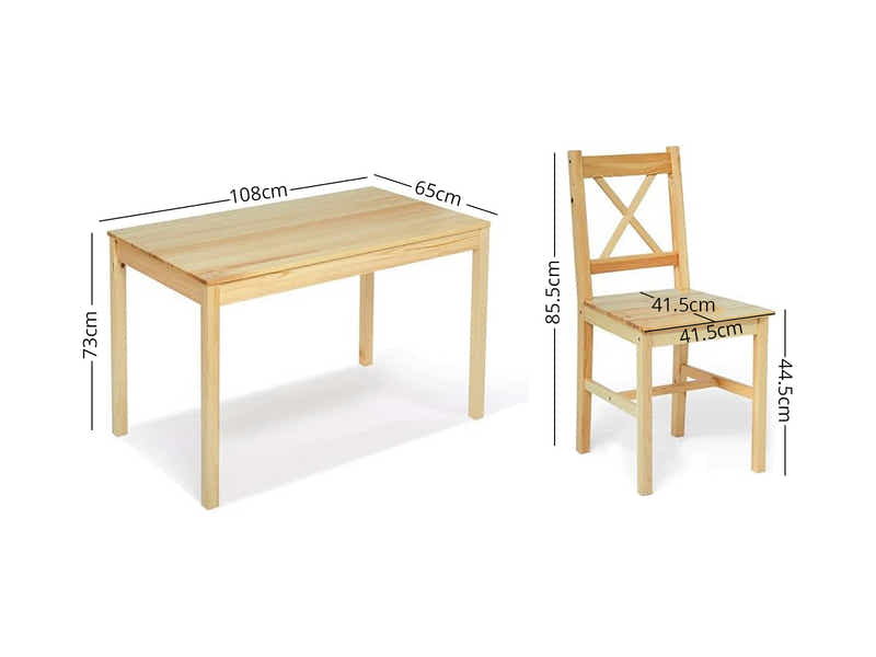 Selma 5-Piece Dining Set - Natural Wood