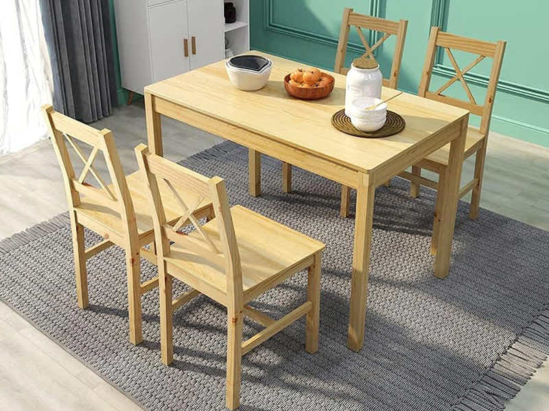 Selma 5-Piece Dining Set - Natural Wood