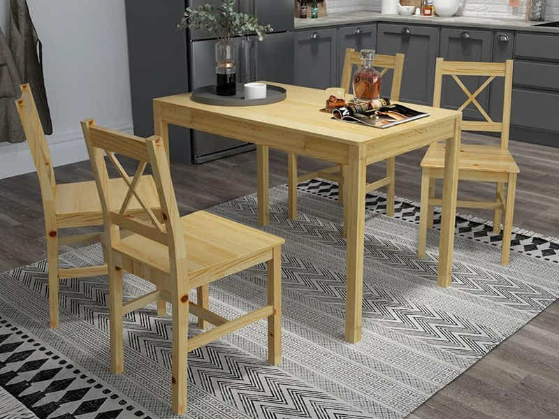Selma 5-Piece Dining Set - Natural Wood